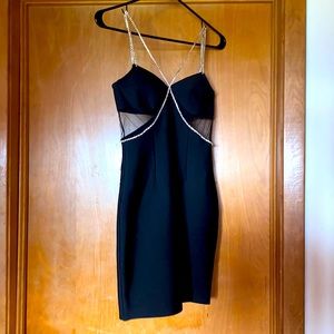 Black homecoming cocktail dress sparkly straps
